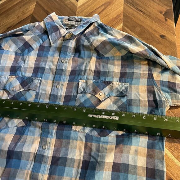Youngbloods Western Shirt‎ Pearl Snap Long-sleeve Plaid Vintage Mens Large - Picture 4 of 6
